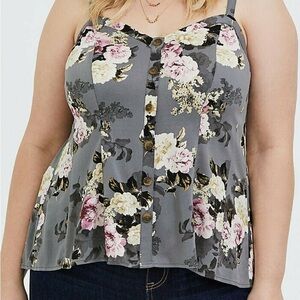 Torrid Gray and Pink Floral Tank